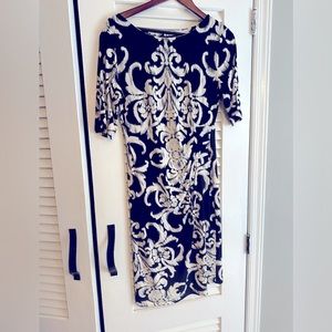 Connected black and white dress very flattering